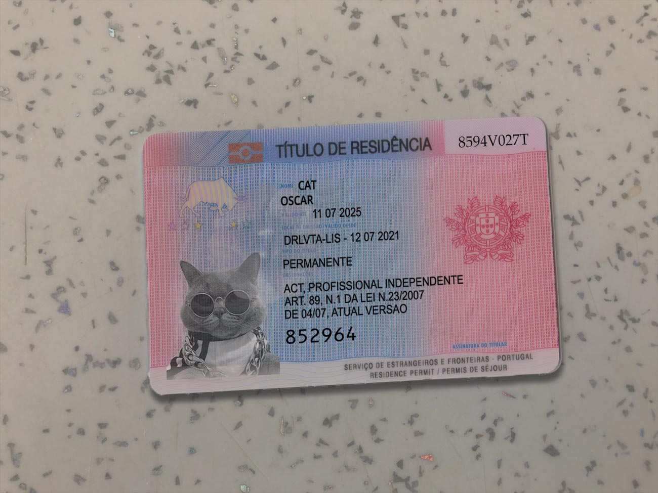 Portugal Residence Card Template