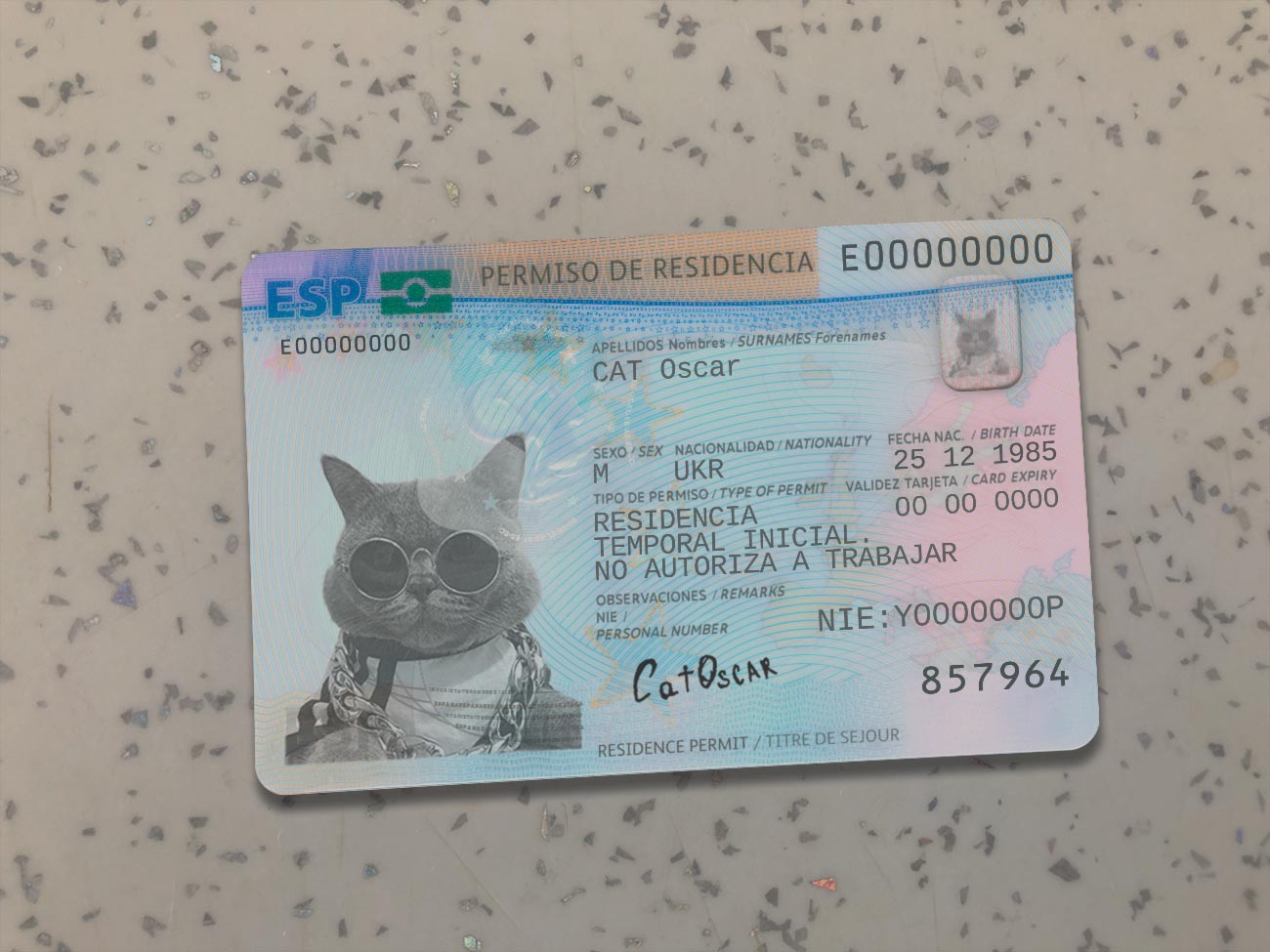 Spain Residence Card PSD Template