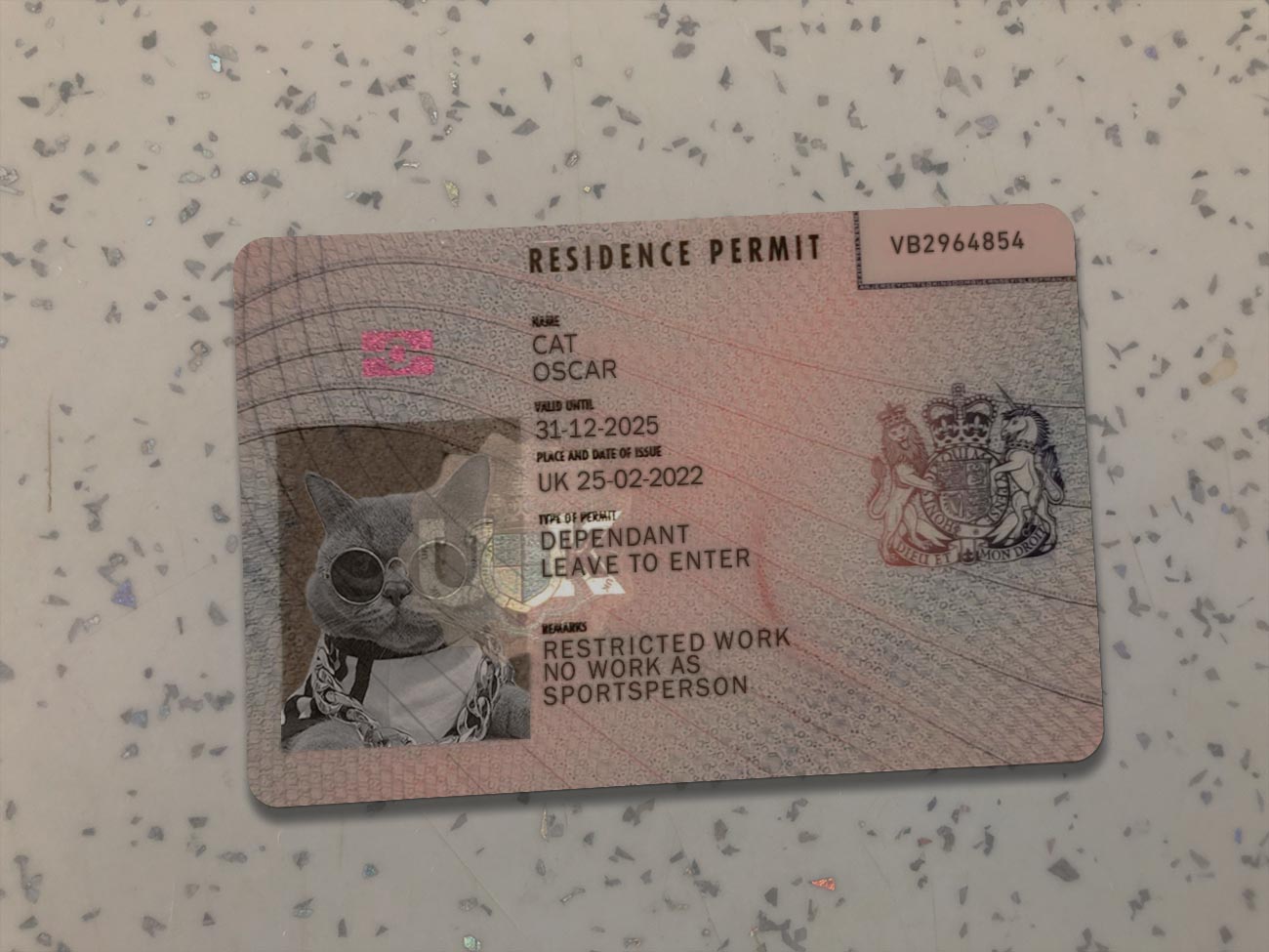 Editable UK Residence Permit PSD Template